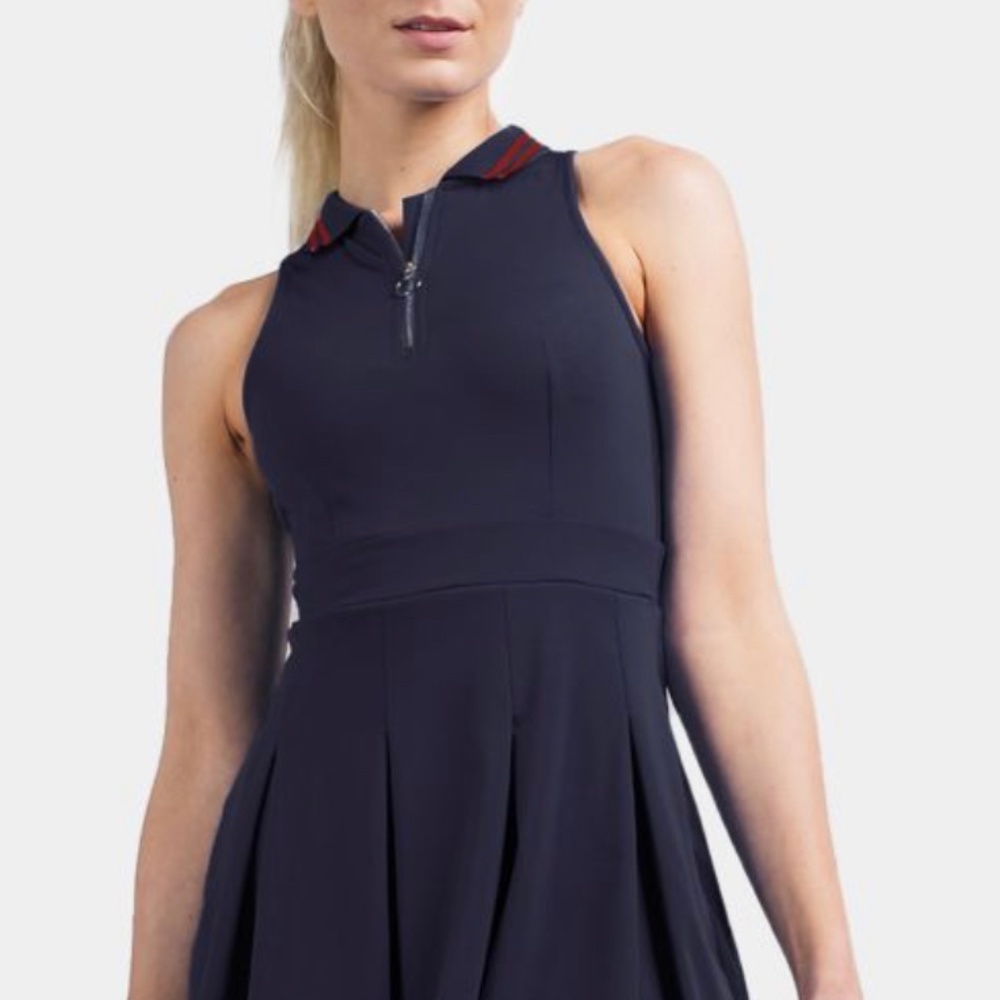 NWOT Halara navy blue Collared Half Zip size XL Pleated Golf Dress